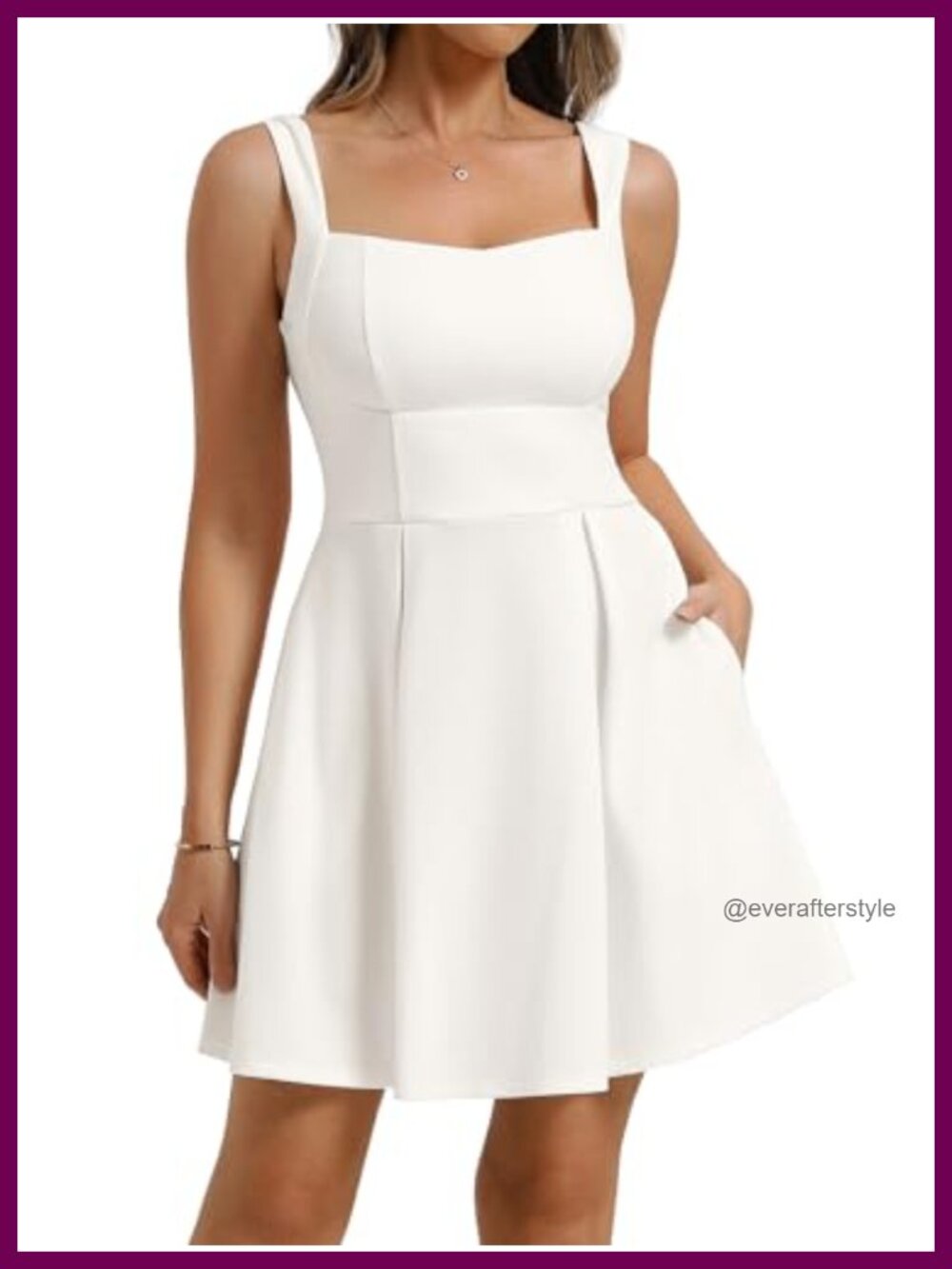 Square Neck A-Line Mini Dress with Pockets Adjustable Straps